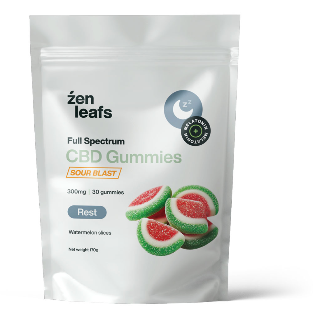 Full Spectrum Sour Gummies CBD for Sleep 300mg Watermelon - Zen Leafs