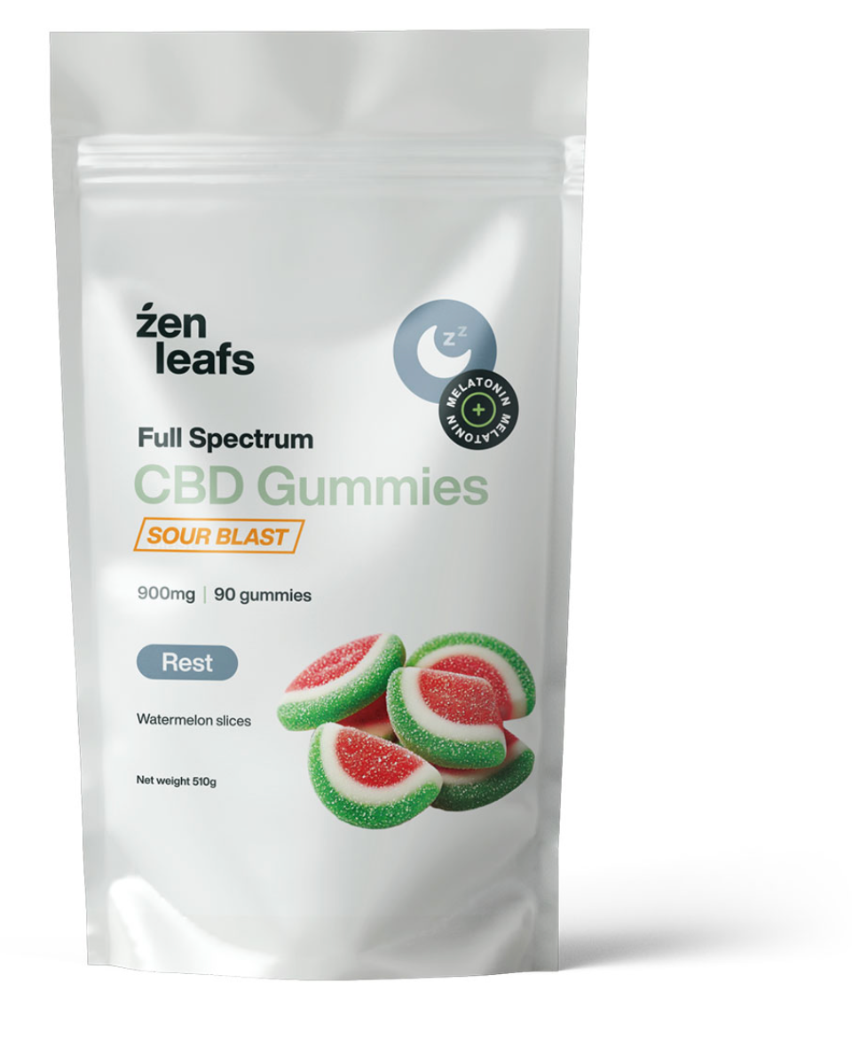 Full Spectrum Sour Gummies CBD for Sleep 900mg Watermelon - Zen Leafs