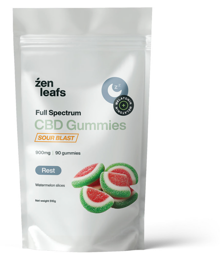 Full Spectrum Sour Gummies CBD for Sleep 900mg Watermelon - Zen Leafs
