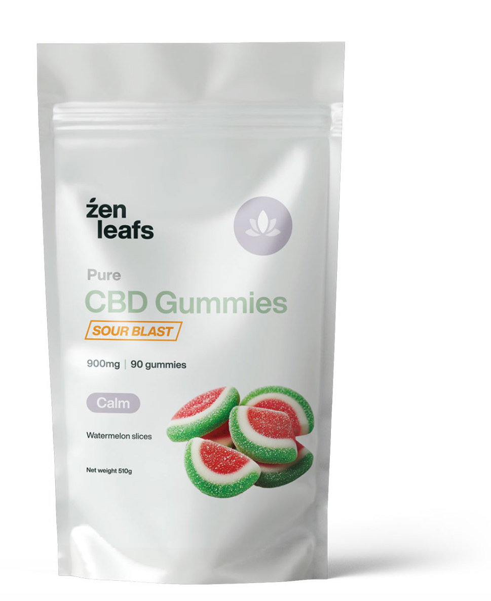 Full Spectrum Sour Gummies CBD for Calm 900mg Watermelon - Zen Leafs