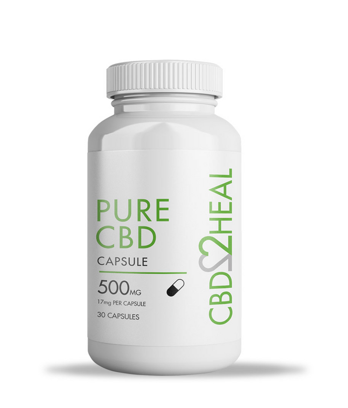 Pure CBD Isolate Capsules 500mg - CBD2HEAL